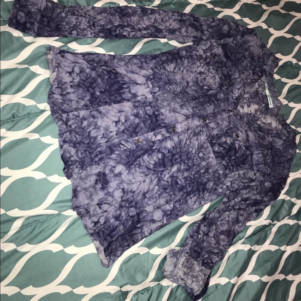 Maurices Kaleidoscope tiedye indigo button up